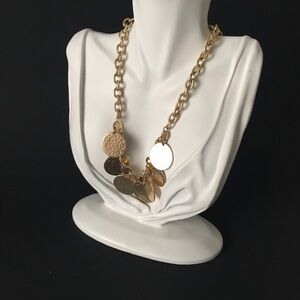 Multi Disc Hammered Chain Necklace Gold-Tone Fashion Jewelry Career